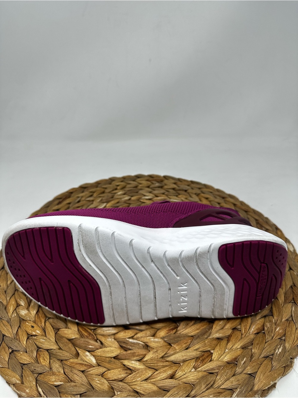 Kizik Athens Knit Hands Free Shoes Lace Up Sneakers Purple Magenta White - Picture 3 of 9